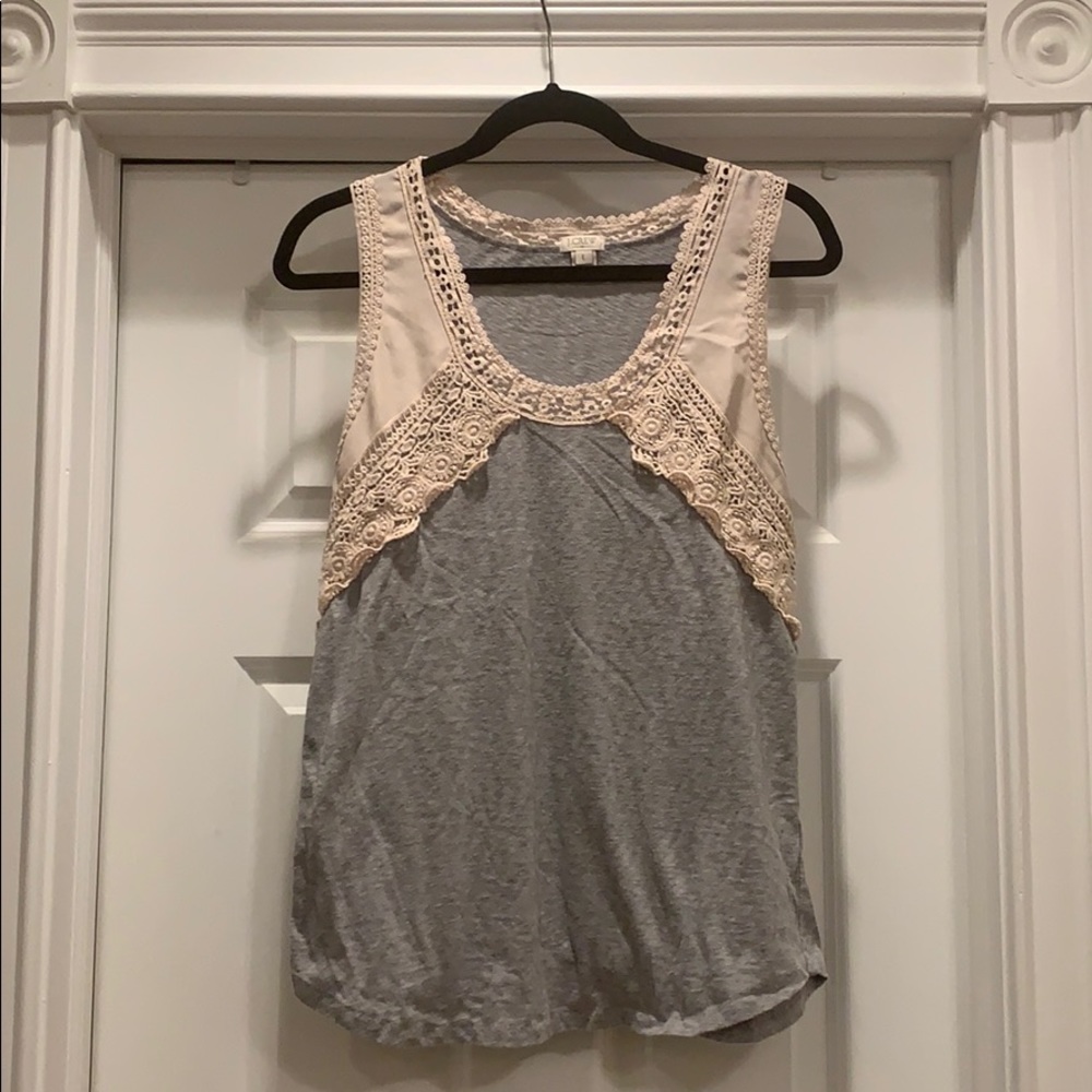 J. Crew sleeveless top grey with pink/beige detail